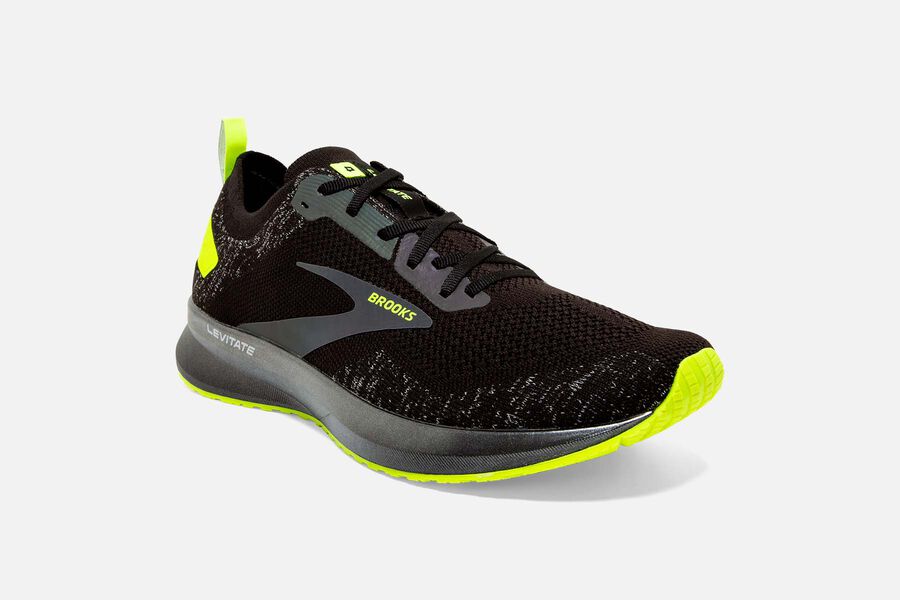 Brooks Running Shoes - Levitate 4 Road Womens - Black/Green - EKD-730421